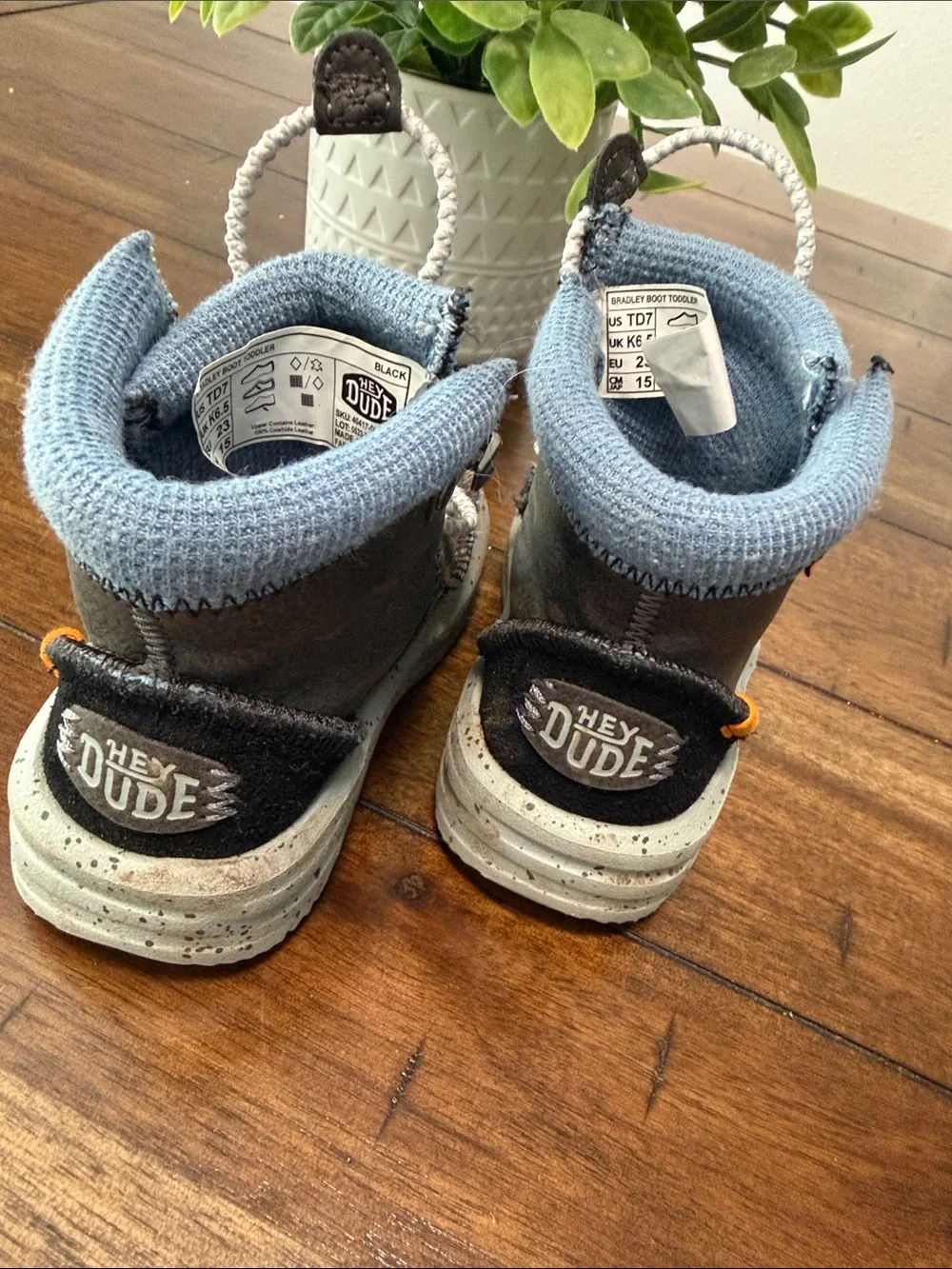 Hey Dude Kids Brown and Light Blue Lace-Up Ankle Boots